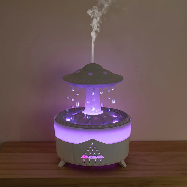 Regenwolk diffuser met afstandsbediening, 350 ml en tot 10 uur regen