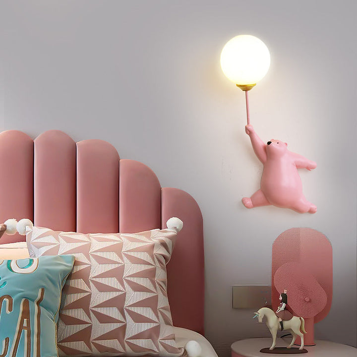 Schattige Beer Wandlamp met Decoratief Ballonlicht voor Kinderkamer