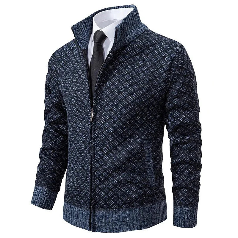 Heren Lente Vest met Rits en Geometrisch Patroon