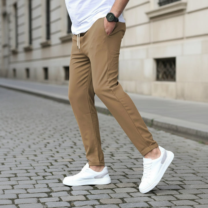 Casual Slim Fit Leather Tag Cropped Pants Solid Color Pants