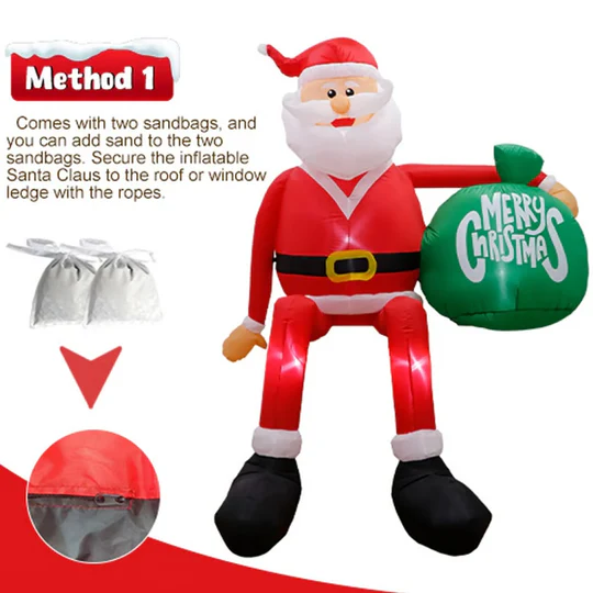 Giant 8FT LED Opblaasbare Klimmende Kerstman | Premium, Waterdichte Buiten Kerstdecoratie
