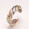 Vintage driekleurige gedraaide open magnetische koperen ring