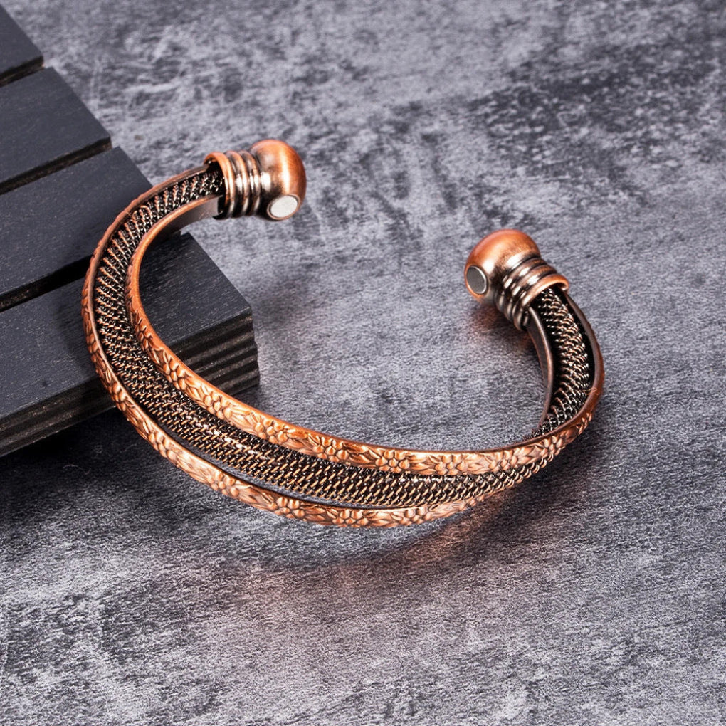 Retro Red Copper Fashionable All-Match Hollow Open Womens Bracelet