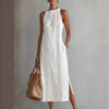 Zomerjurk met halternek en kanten patchwork voor dames