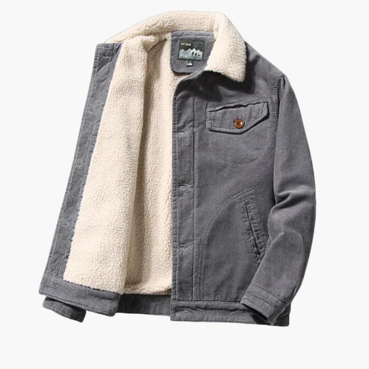 Heren Corduroy Jas met Sherpa Voering en Knopen Sluiting