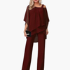 Dames Jumpsuit met Koude Schouder en Wijde Broekspijpen
