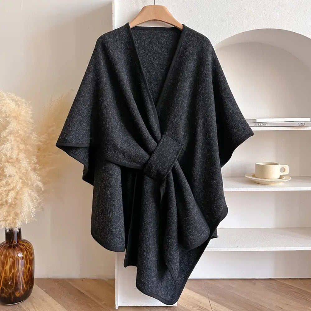 Luxe windbestendige Sjaal Jas met Elegante Drape