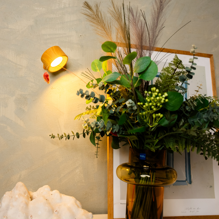 Draadloze led-wandlamp met 360° draaibare kop, touch-dimmer, 3 kleuren