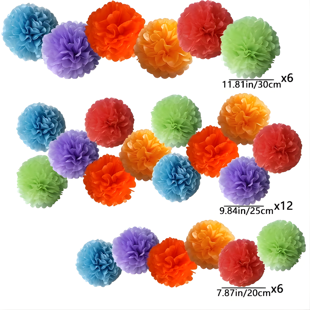 Set van 24 papieren bloemen- en ballonslingers