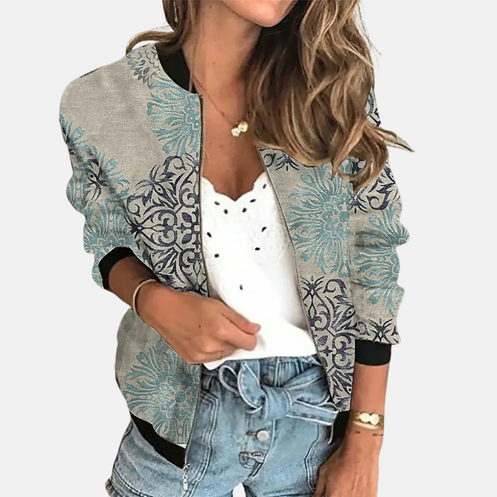 
                  
                    Roxanne - Retro Bomberjack voor Dames met Print - SkinzLine
                  
                