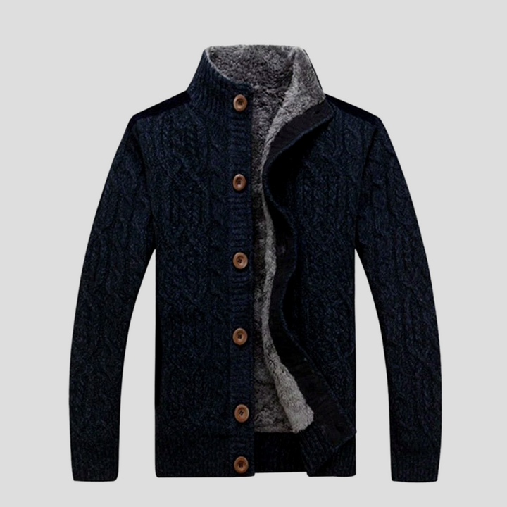 Heren Gebreide Jas – Met Pluche Voering voor Extra Warmte