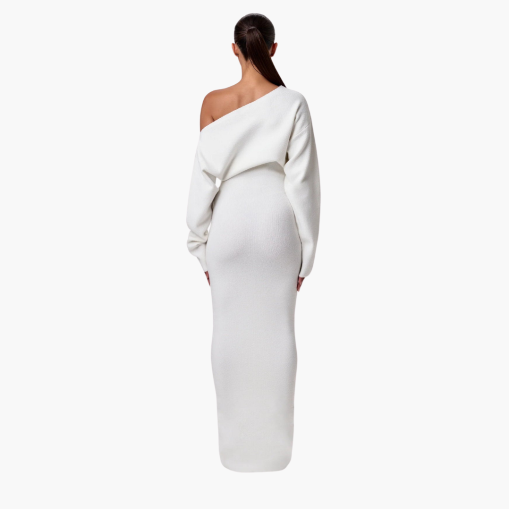 Off-Shoulder Breien Jurk voor Vrouwen – Elegante Avondjurk