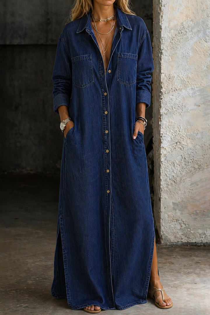 Mila™ | Denim Maxi Blousejurk