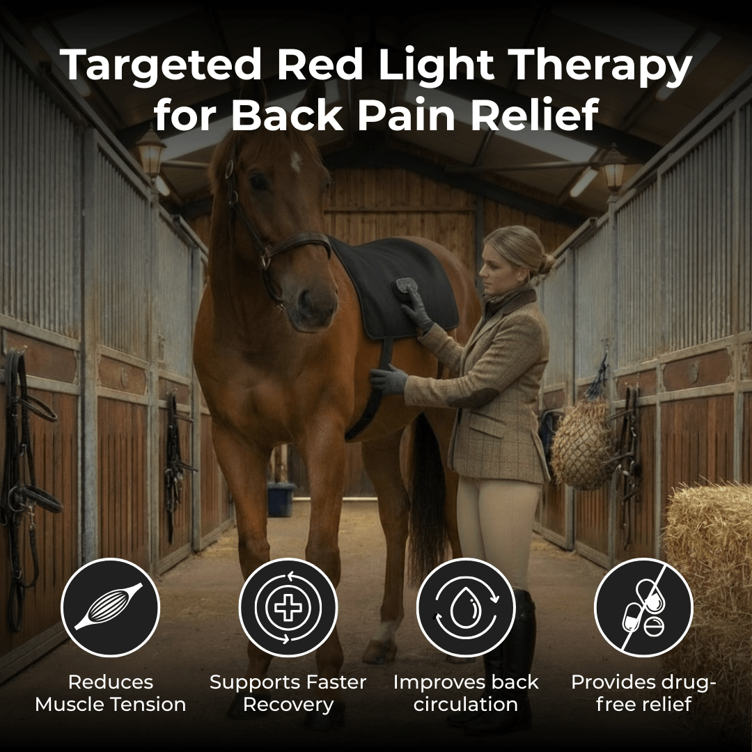 LED-rugwikkel voor paarden met roodlichttherapie