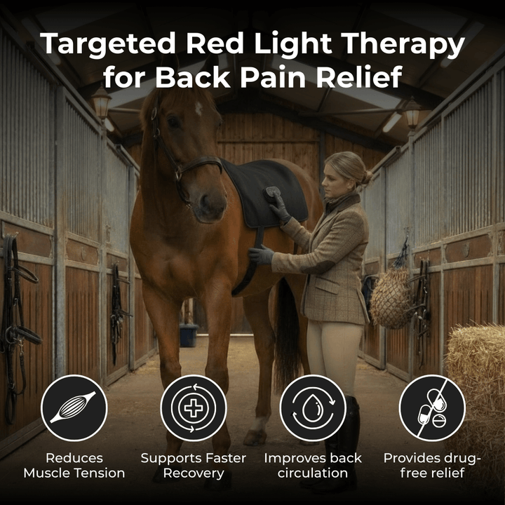 LED-rugwikkel voor paarden met roodlichttherapie