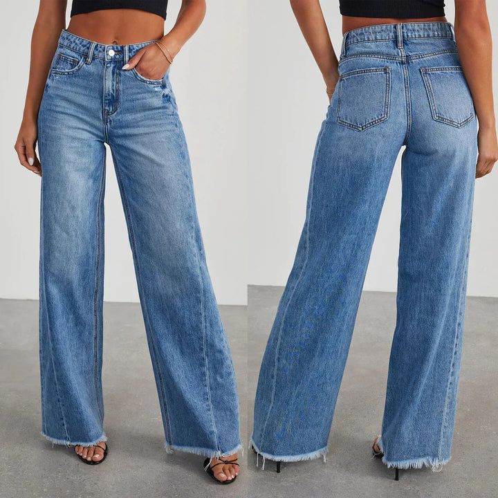 Loose Fit Jeans met Rafelzoom