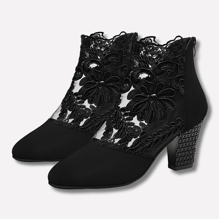 Geborduurde kant ontwerp schoenen met hoge hak