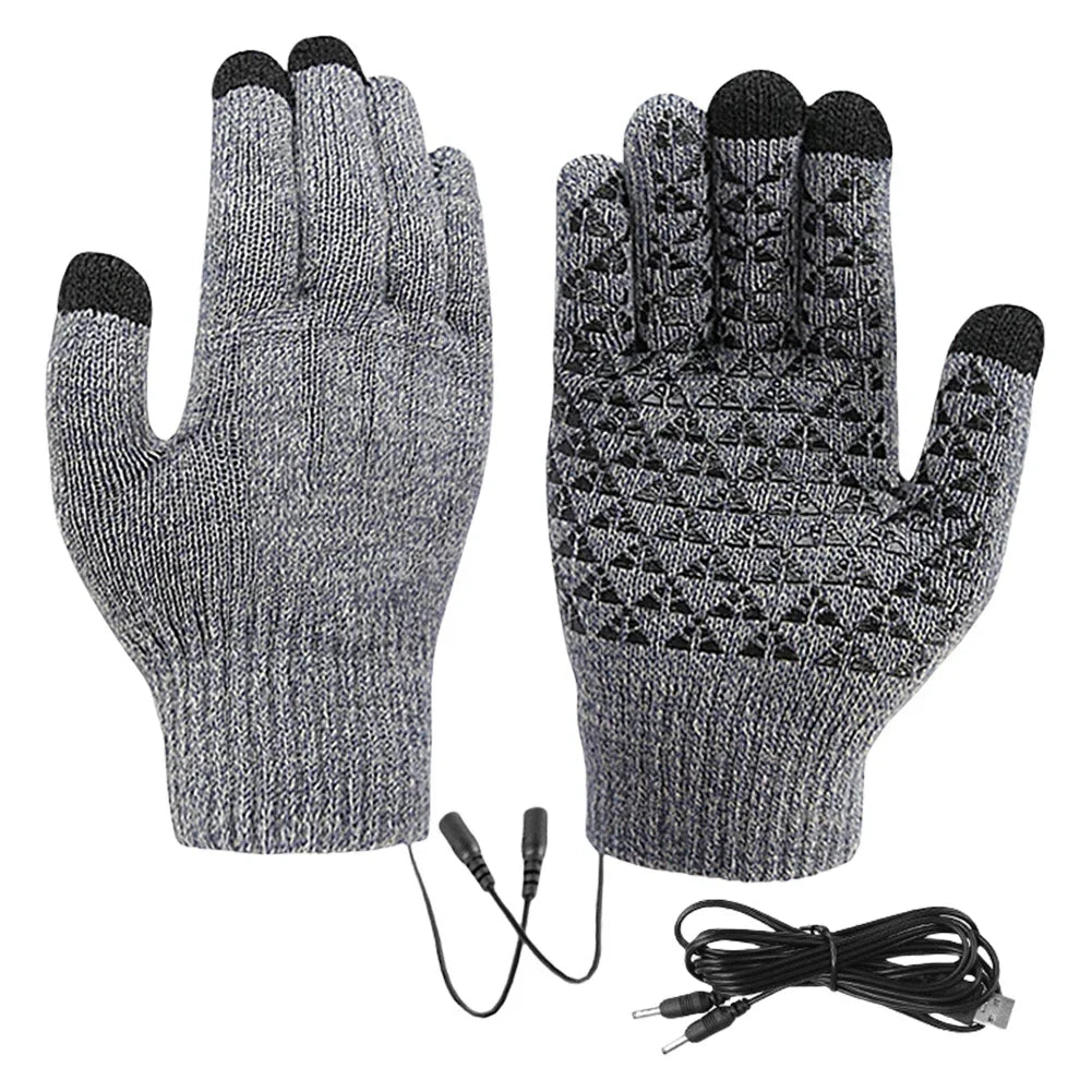 Gebreide USB-verwarmde handschoenen met touchscreen