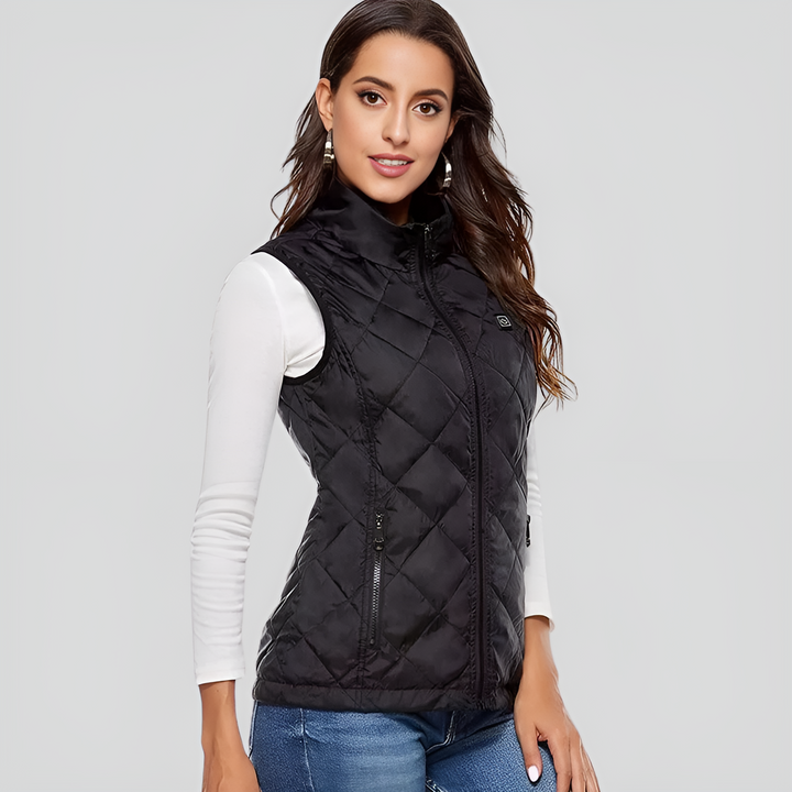 Verwarmde bodywarmer dames met 9 zones en dubbele bediening