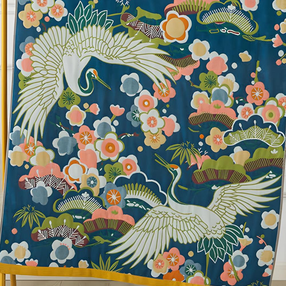 Weelderige bloemenkraanvogelbadhanddoek - elegant comfort met artistieke flair