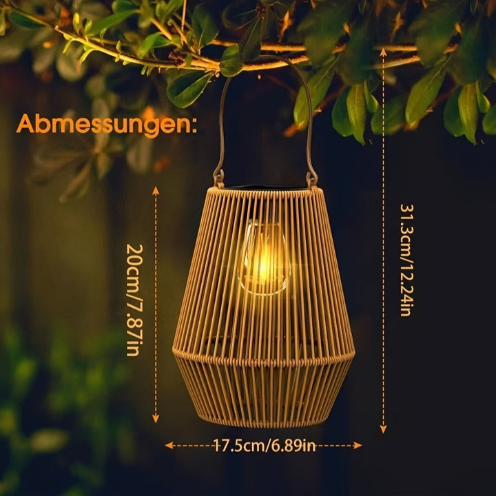 Boho Zonne-hanglantaarnset – Duurzame Rieten Lantaarns voor Tuin en Balkon