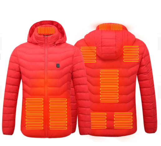 Verwarmde winterjas met capuchon, tot 9 zones en 3 standen