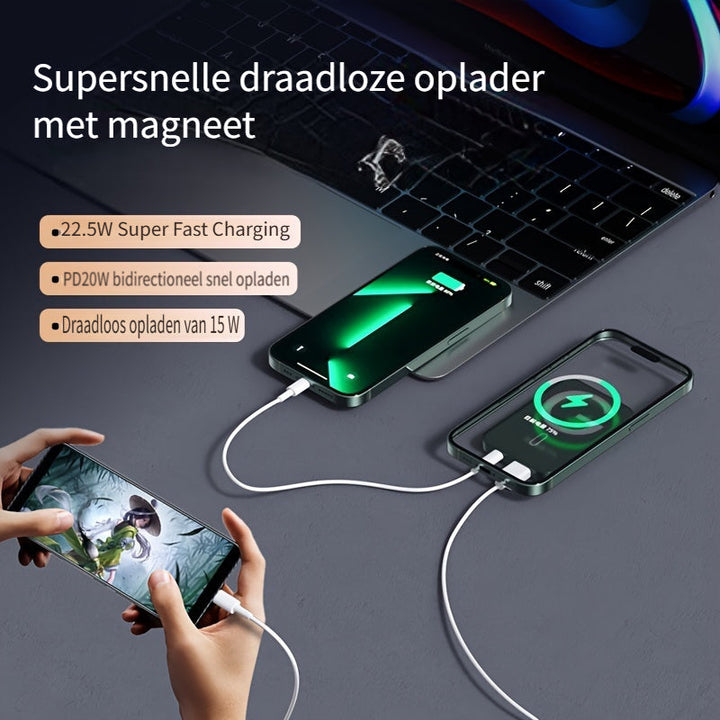 Magnetische Powerbank – Ultradun met Supersnel Draadloos Opladen