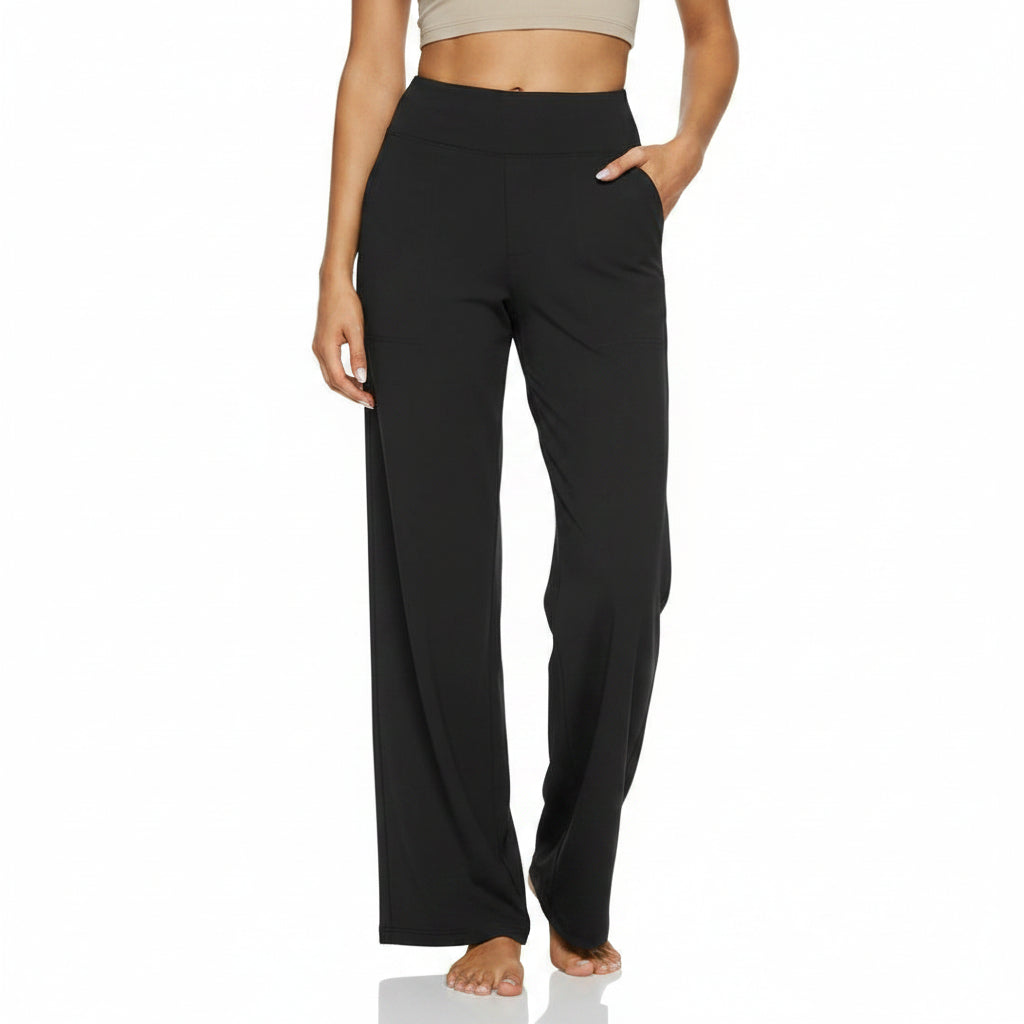 Pocket Knitted Straight High Waist Trousers