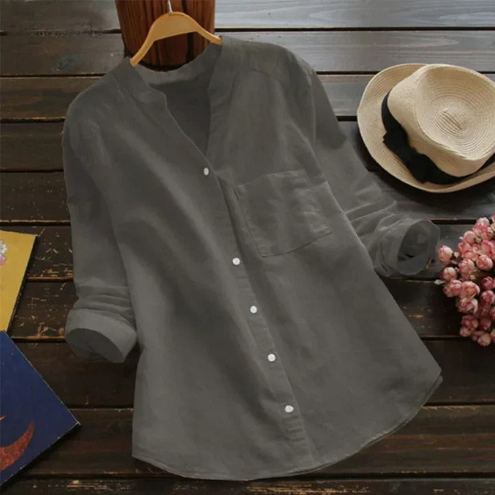 linnenmix shirt voor dames - Roosje