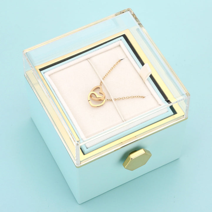 Cadeauset met Echte Roos & Dubbele Hart Halsketting