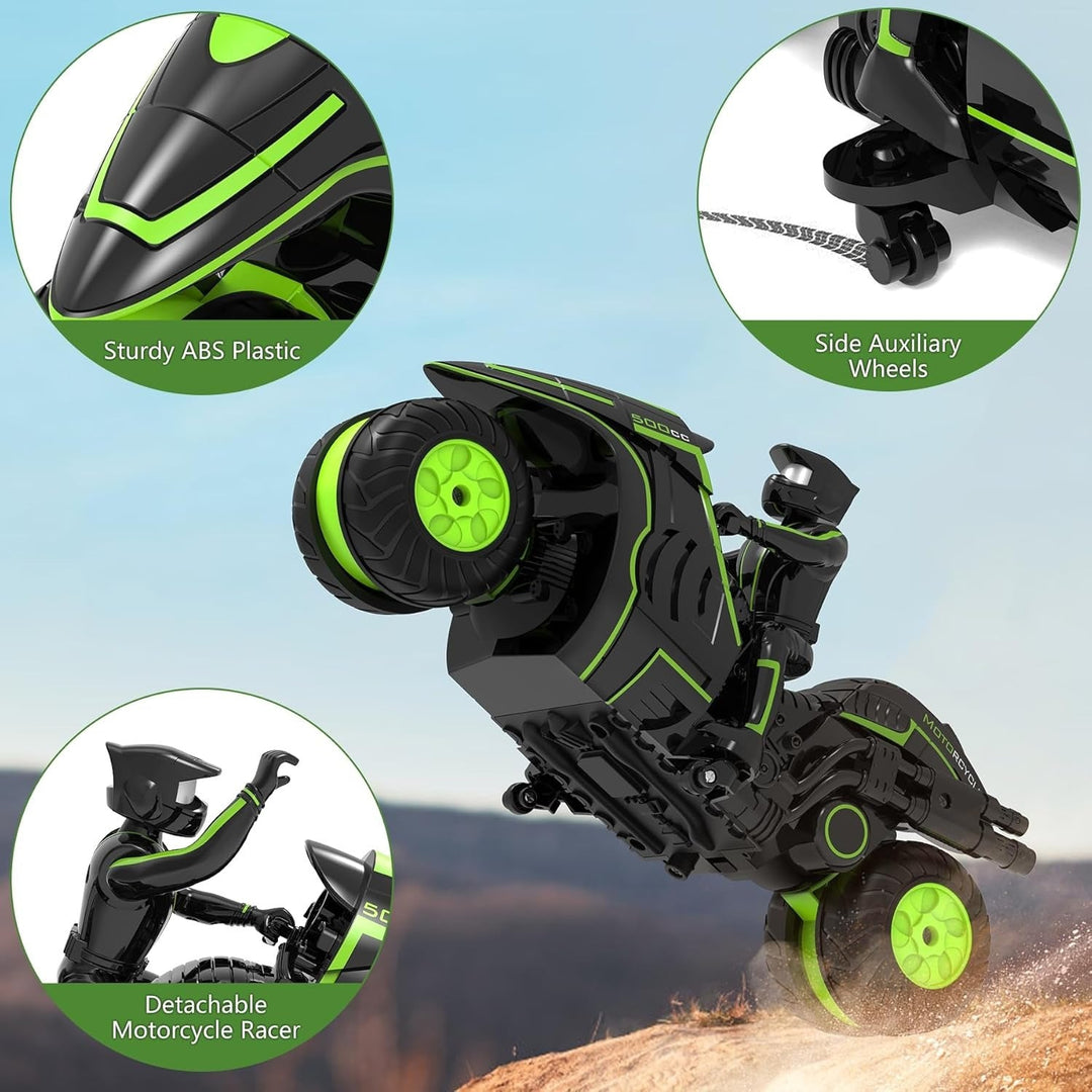 Op afstand bestuurbare stuntmotor – 360° draaiende wielen en hoge snelheid voor kinderen