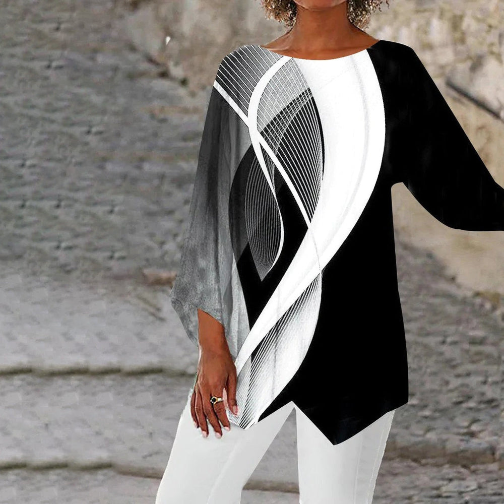 Moderne geometrische Dames tuniek met lange mouwen – Luna