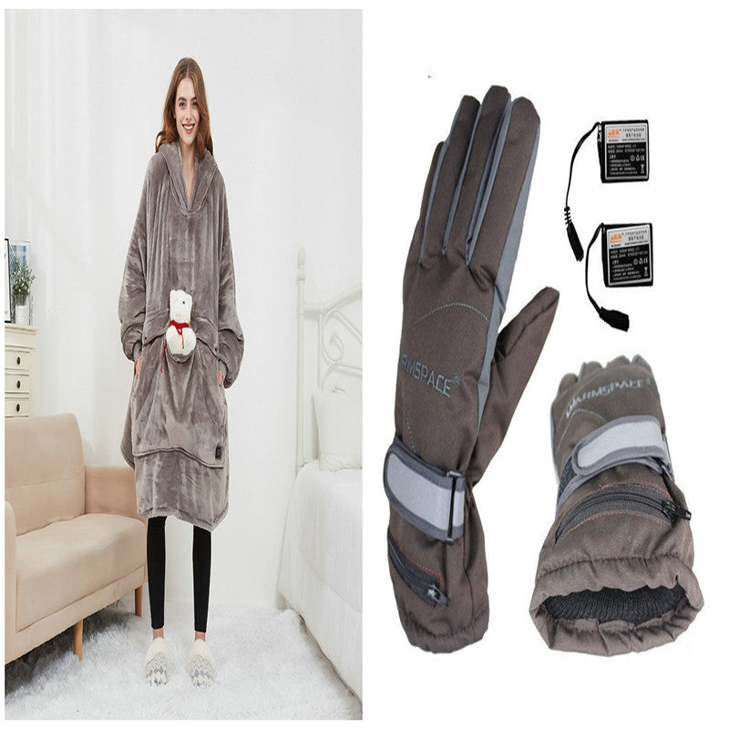 Verwarmde oversized hoodie-deken van sherpa met 3 standen