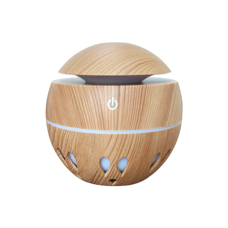Kleine USB aroma diffuser in houtlook met sfeerlicht