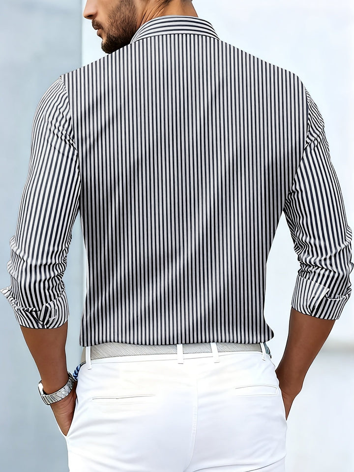 Vintage gestreept herenoverhemd met lange mouwen en used look
