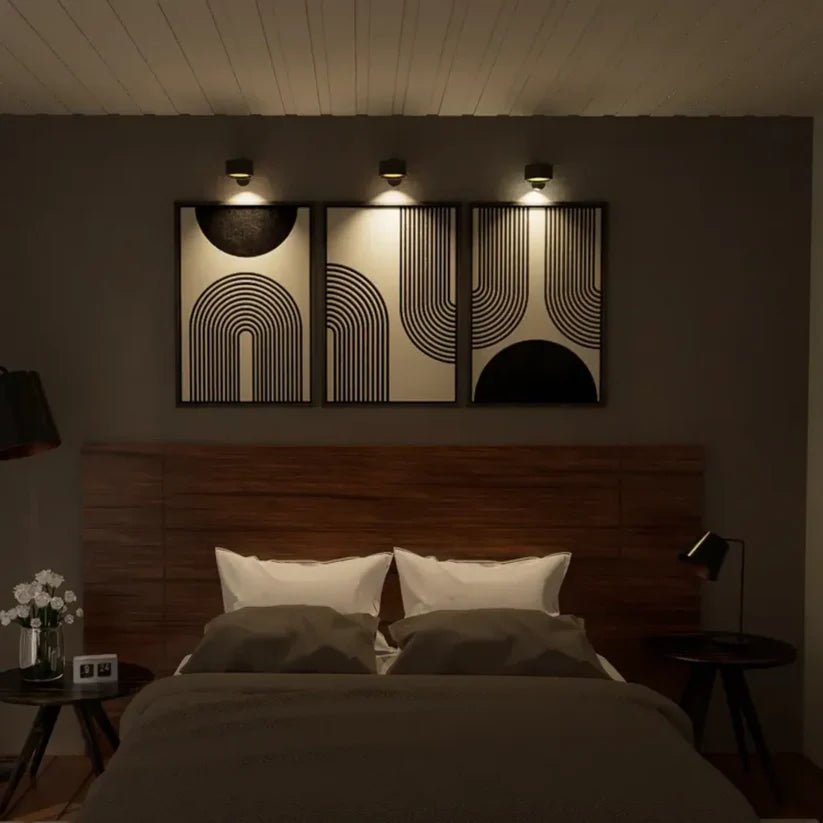 Draadloze led-wandlamp met 360° draaibare kop, touch-dimmer, 3 kleuren