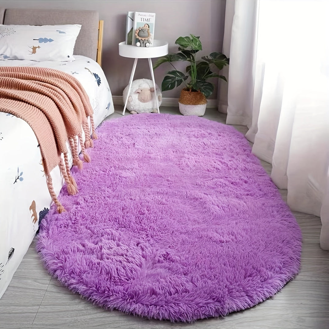 Ovale Pluche Vloerkleed – Zacht Tapijt en Stijl voor Slaapkamer- en Woonkamerdecoratie