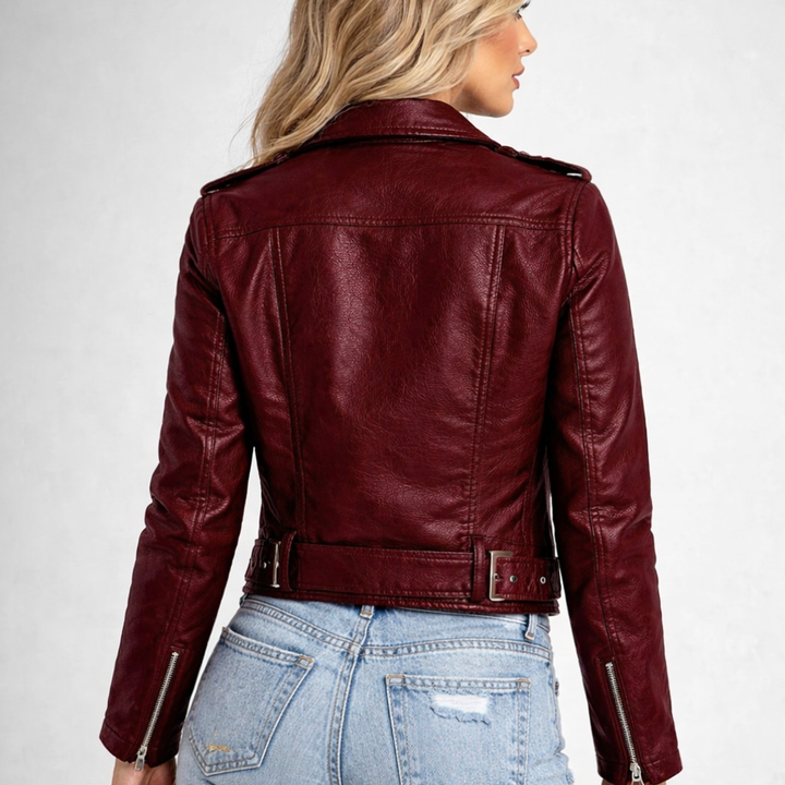 Gevoerde leren jas voor dames