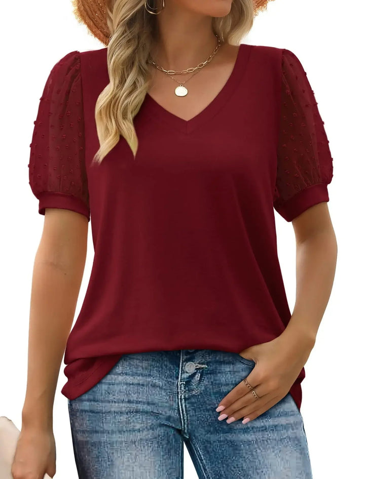 Emma – Elegante linnenmix Dames V-Hals Top voor een Stijlvolle Look