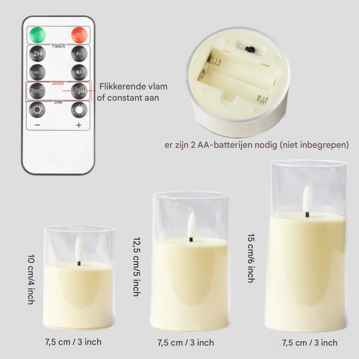 LED-kaarsset van 3 stuks