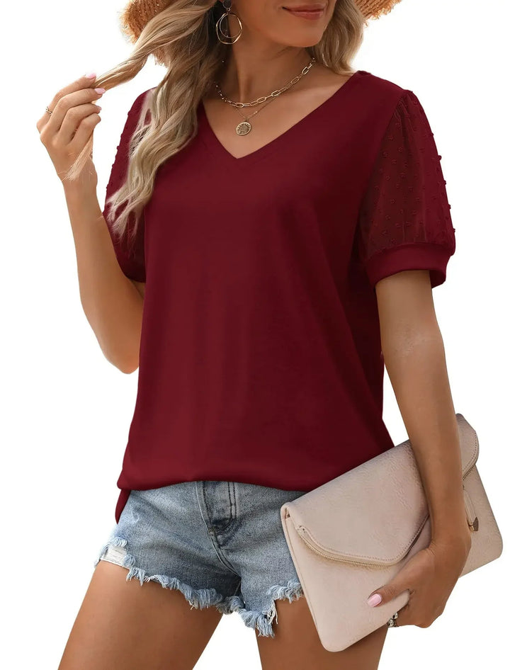 Emma – Elegante linnenmix Dames V-Hals Top voor een Stijlvolle Look