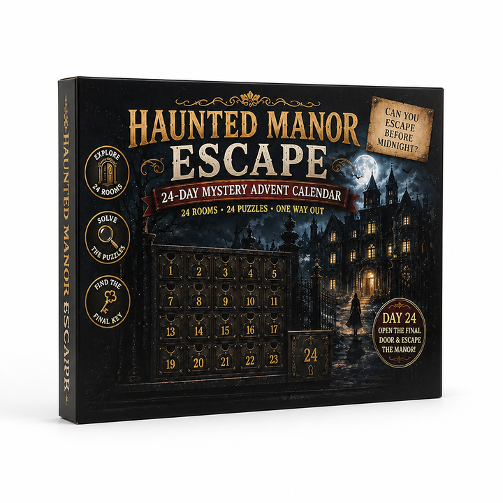 24-daagse escaperoom-puzzel-adventskalender met 6 geheime thema's