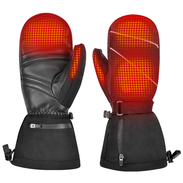 Verwarmde skihandschoenen met touchscreen-vingers