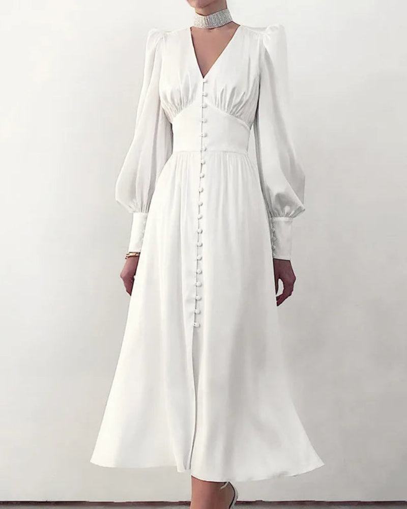 Elegante satijnen V-hals maxi-jurk voor dames Tijdloze elegantie met een moderne touch