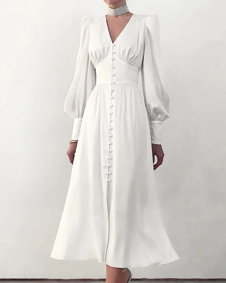 Elegante satijnen V-hals maxi-jurk voor dames Tijdloze elegantie met een moderne touch