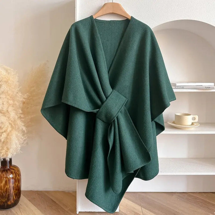 Luxe windbestendige Sjaal Jas met Elegante Drape