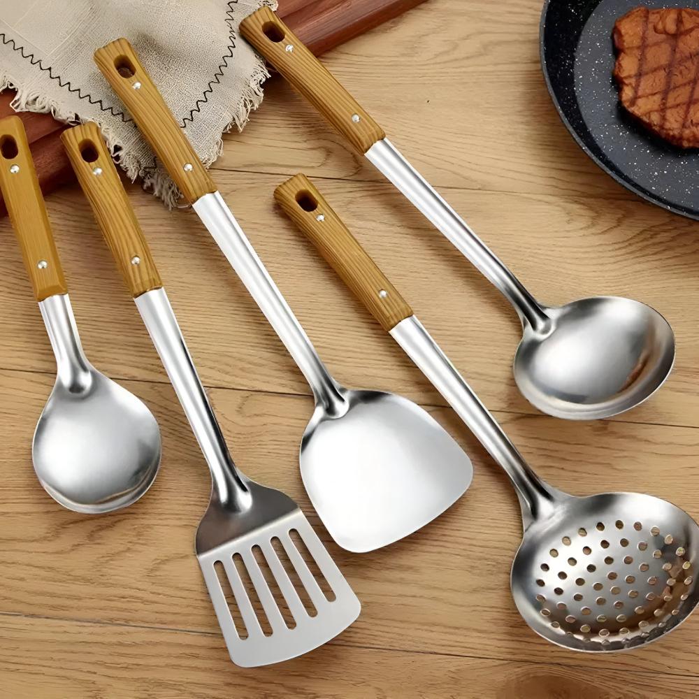 Premium Houten Handgreep Keukengerei Set (5-delig)