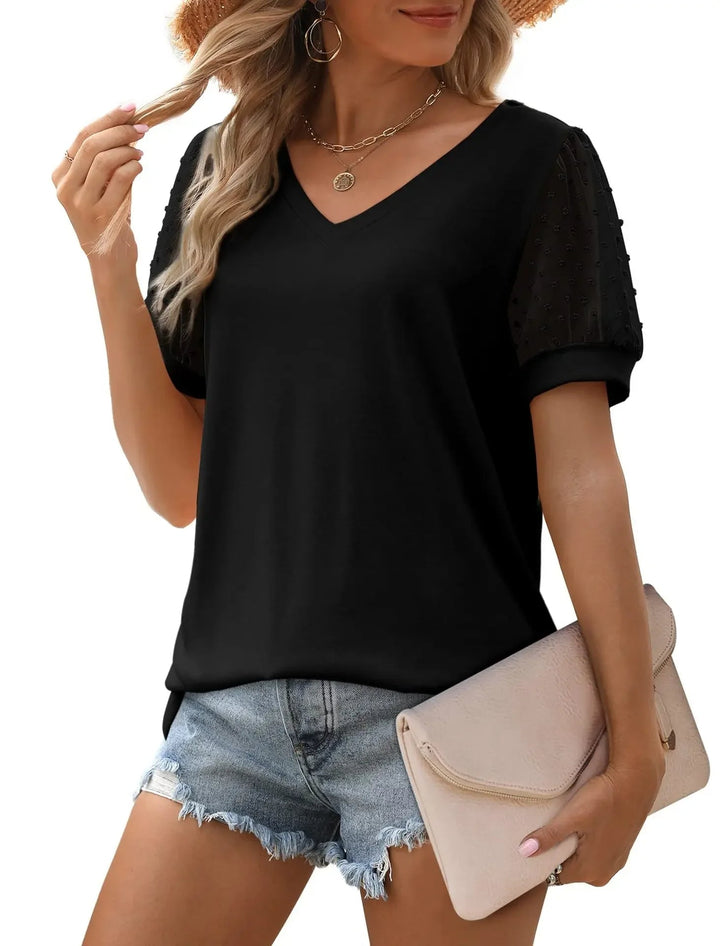 Emma – Elegante linnenmix Dames V-Hals Top voor een Stijlvolle Look