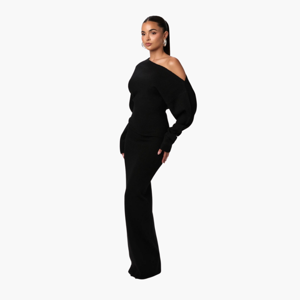 Off-Shoulder Breien Jurk voor Vrouwen – Elegante Avondjurk