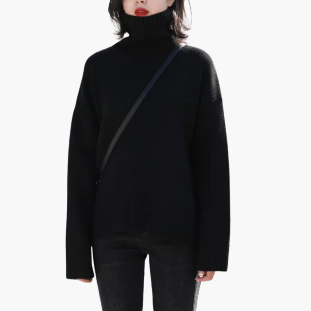 Dames Turtleneck Trui met Lange Mouwen en Geribbelde Textuur